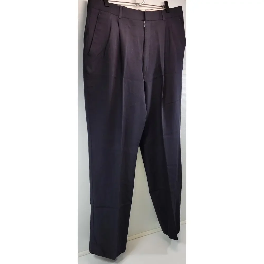 CB) Bill Blass Menswear Men's Suit Pants Black Pleated Trousers 34.5